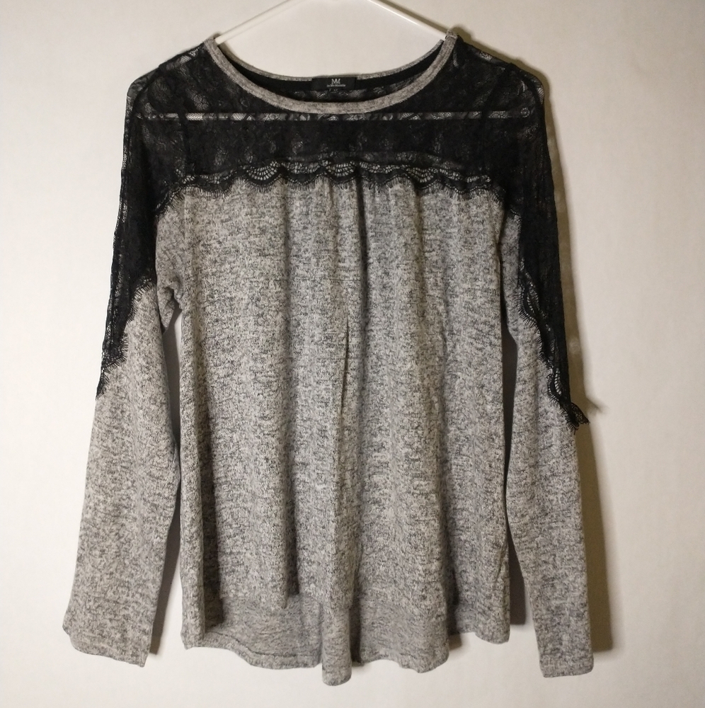 My Michelle grey sweater size black lace size medium
